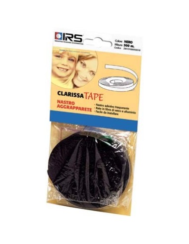 NASTRO AGGRAPPA ZANZARIERA CLARISSA TAPE SELF IRS ADESIVO NERO ML 5 X RETE FIBRA