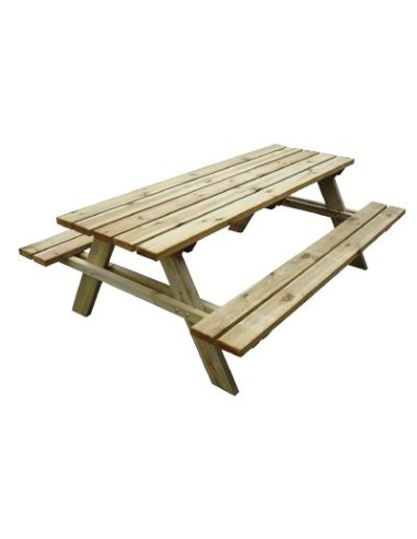 SET TAVOLO + PANCHE LEGNO PIC-NIC EURO DOMUS PINO IMPREGNATO CM 180X170 H.CM 70