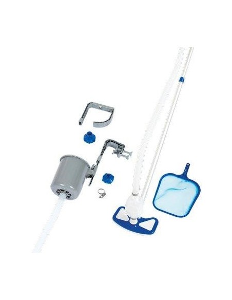 KIT PULIZIA PISCINA DELUXE 58237 BESTWAY SCOPA+RETINO+TUBO+MANICO+ADATTATORI+SKIMMER