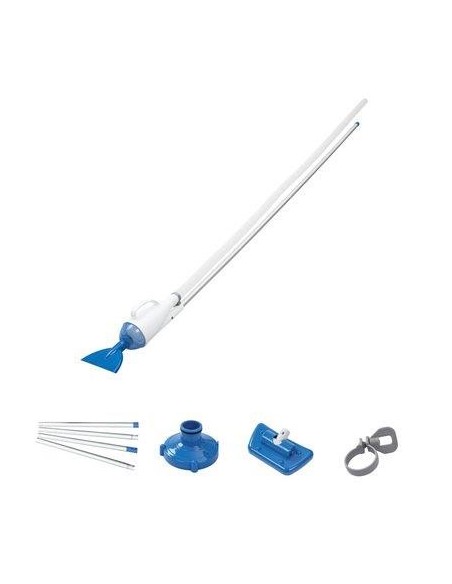 KIT PULIZIA PISCINA AQUACRAWL 58212 BESTWAY DOPPIA SCOPA + MANICO + ADATTATORI