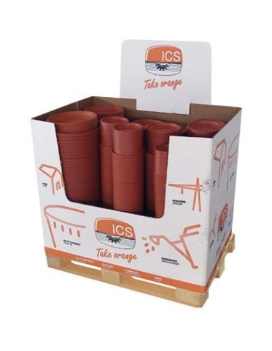 VASO TONDO + SOTTOVASO JUMBOX THEA ICS PP TERRACOTTA CM 16/40 CF - PZ 1140