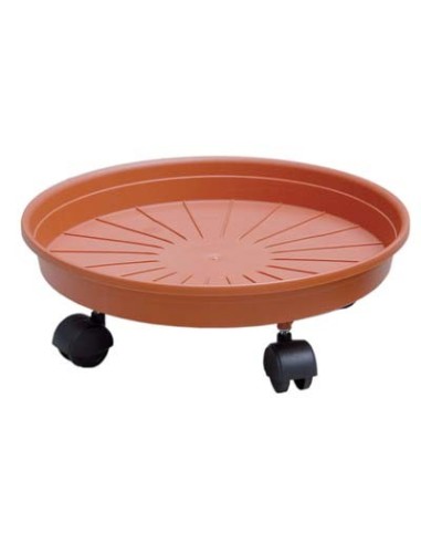 SOTTOVASO TONDO + RUOTE MARGHERITA ICS PP TERRACOTTA X VASO CM 25