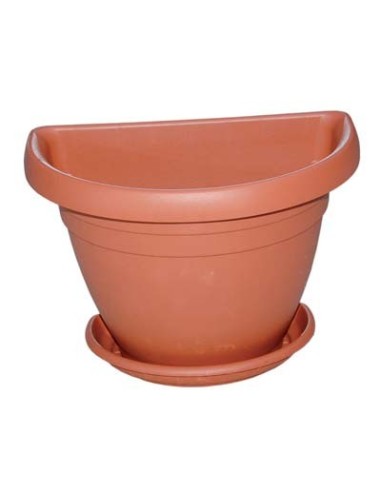 VASO + SOTTOVASO MEZZOTONDO MIMOSA ICS PP TERRACOTTA CM 30X20 H.CM 22