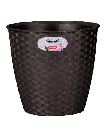 "SUPER OFFERTA" 4 VASO RATTAN TONDO NATURAL STEFANPLAST PP MOKA CM 19 H.CM 17,5