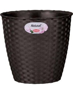"SUPER OFFERTA" 2 VASO RATTAN TONDO NATURAL STEFANPLAST PP MOKA CM 24 H.CM 22,5