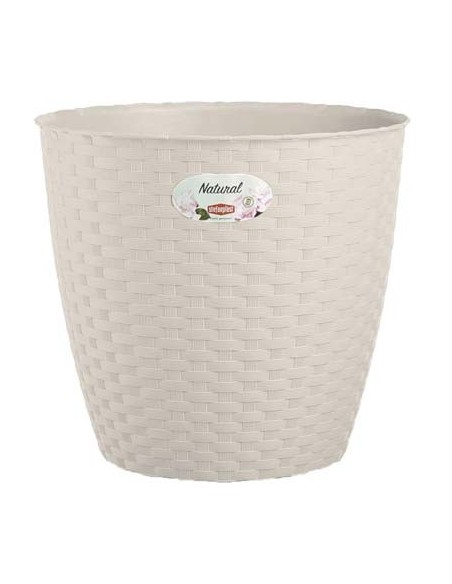 "SUPER OFFERTA" 2 VASO RATTAN TONDO NATURAL STEFANPLAST PP BIANCO CM 29 H.CM 26,5