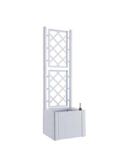 FIORIERA + GRIGLIATO NATURAL DELUXE STEFANPLAST PP RATTAN BIANCO CM  43X43 H.CM 142