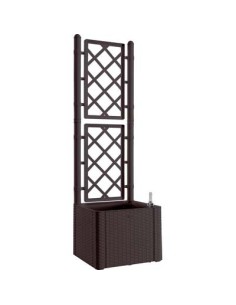 FIORIERA + GRIGLIATO NATURAL DELUXE STEFANPLAST PP RATTAN MOKA CM  43X43 H.CM 142