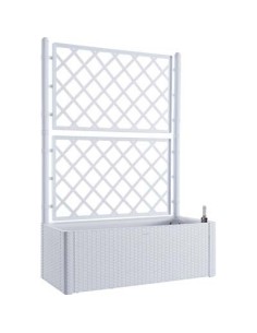 FIORIERA + GRIGLIATO NATURAL DELUXE STEFANPLAST PP RATTAN BIANCO CM 100X43 H.CM 142