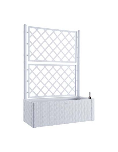 FIORIERA + GRIGLIATO NATURAL DELUXE STEFANPLAST PP RATTAN BIANCO CM 100X43 H.CM 142