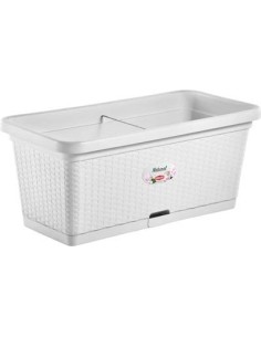 CASSETTA + RISERVA + RUOTE NATURAL STEFANPLAST PP RATTAN BIANCO CM 80X40 H.CM 34