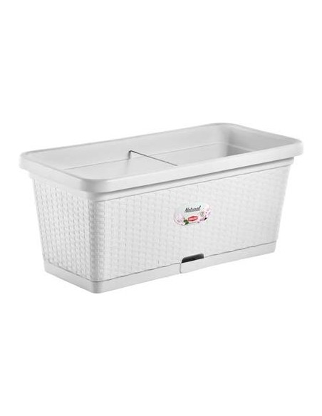 CASSETTA + RISERVA + RUOTE NATURAL STEFANPLAST PP RATTAN BIANCO CM 80X40 H.CM 34