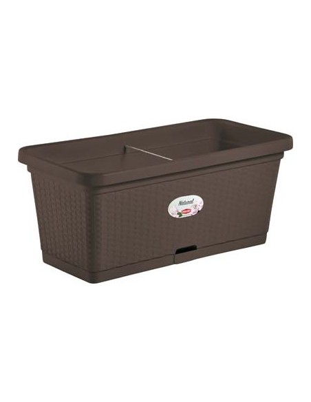 CASSETTA + RISERVA + RUOTE NATURAL STEFANPLAST PP RATTAN MOKA CM 80X40 H.CM 34