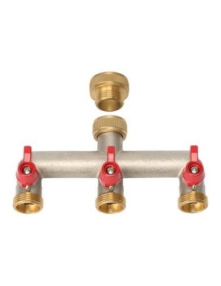 PRESA A RUBINETTO OTTONE 3 USCITE FILETTATE STARS 3/4F