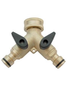 PRESA A RUBINETTO OTTONE 2 INNESTI RAPIDI STARS 3/4F