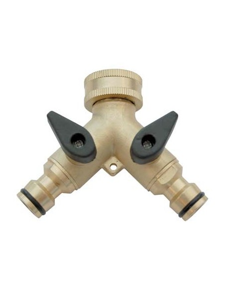 PRESA A RUBINETTO OTTONE 2 INNESTI RAPIDI STARS 3/4F