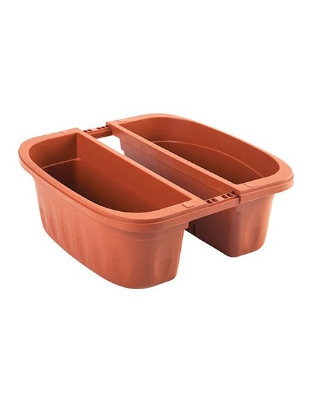 FIORIERA DOPPIA KLUNIA BAMA PP TERRACOTTA CM 40X19,8 H.CM 18,5