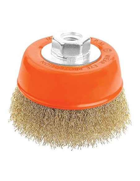 SPAZZOLA ACCIAIO A TAZZA + FILETTO 7700 WOKIN MM 100 F.M14 770004