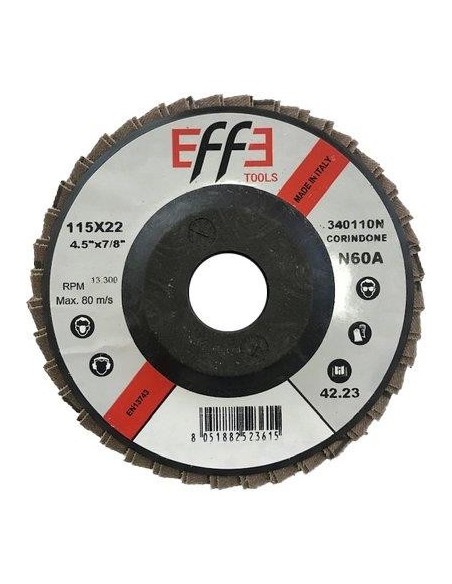 DISCO A LAMELLE RADIALI CORINDONE EFFE MM 115X22,2 GRANA  60