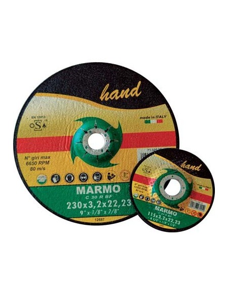 DISCO ABRASIVO TAGLIO MARMO DEPRESSO HAND MM 115X22,2 H.MM 3,2