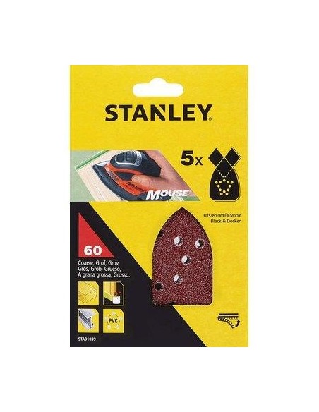 CARTA ABRASIVA VELCRATA MOUSE BD STANLEY GRANA MIX STA31024-XJ CF - PZ 5