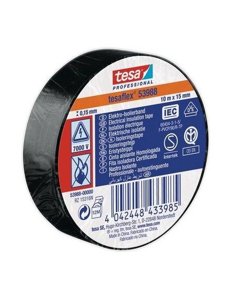 NASTRO PVC ISOLANTE IMQ TESA NERO MM 15 ML 10 PEZZI 10