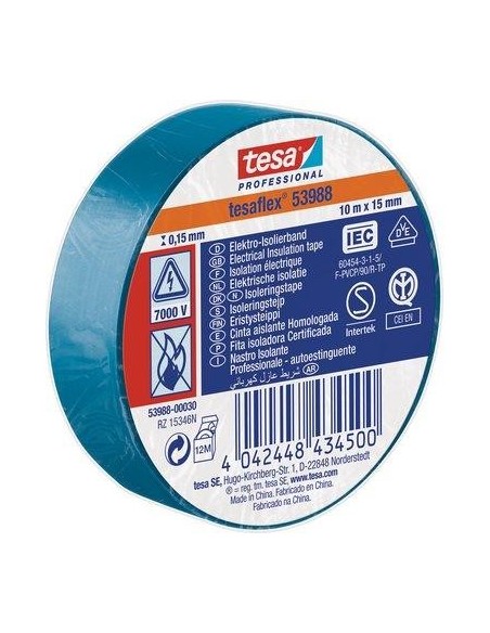 NASTRO PVC ISOLANTE IMQ TESA AZZURRO MM 15 ML 10 PEZZI 10