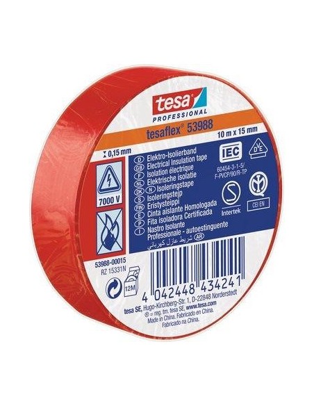 NASTRO PVC ISOLANTE IMQ TESA ROSSO MM 15 ML 10 PEZZI 10