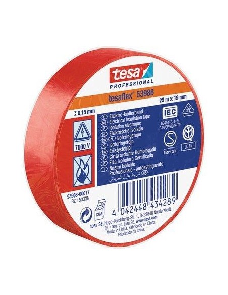 NASTRO PVC ISOLANTE IMQ TESA ROSSO MM 19 ML 25