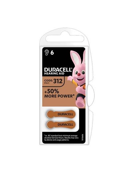 PILA APPARECCHIO ACUSTICO EASY TAB 312 DURACELL MARRONE CF - PZ 6