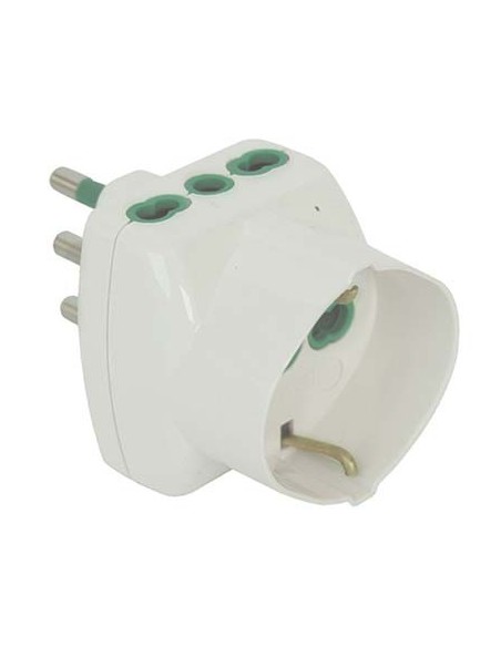 ADATTATORE TRIPLO 16A  16A BIPASSO + SCHUKO FME BIANCO 2P+T