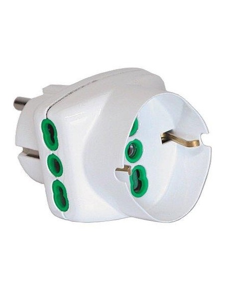 ADATTATORE TRIPLO SCHUKO 16A BIPASSO + SCHUKO FME BIANCO 2P+T