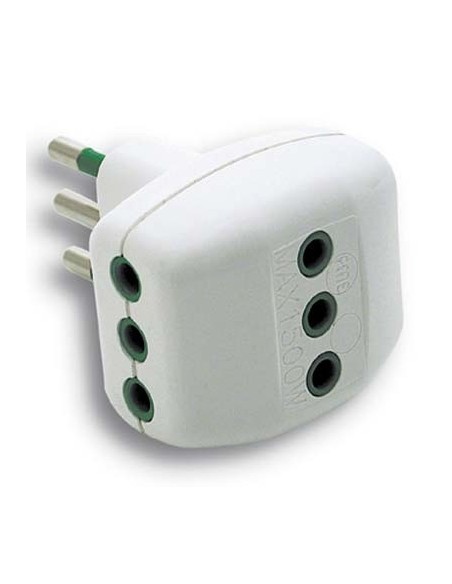 ADATTATORE TRIPLO 10A a 10A FME BIANCO 2P+T