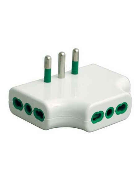 ADATTATORE TRIPLO RIBASSATO 16A  16A FME BIANCO 2P+T