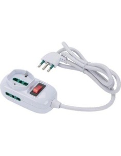 MULTIPRESA TRIAX BIPASSO + SCHUKO+ TERMICO RETAIL BIANCO POSTI 3 2P+T 16A N...XMMQ 3X0,75 MT 1,2