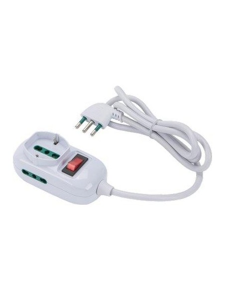 MULTIPRESA TRIAX BIPASSO + SCHUKO+ TERMICO RETAIL BIANCO POSTI 3 2P+T 16A N...XMMQ 3X0,75 MT 1,2