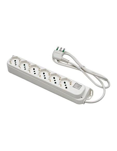 MULTIPRESA BIPASSO SCHUKO + INT.LUM RETAIL FME BIANCO POSTI 6 2P+T 16A N...XMMQ 3X1,0 MT 1,5