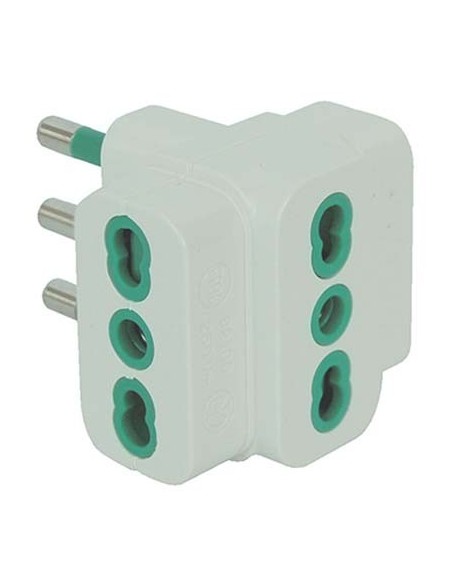 ADATTATORE TRIPLO 16A  16A BIPASSO GARANTI BIANCO 2P+T
