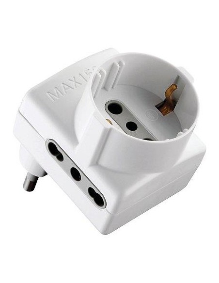 ADATTATORE TRIPLO 16A -16A BIP + SCH ELECTRALINE BIANCO 2P+T ASIMMETRICO