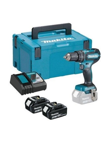 TRAPANO AVVIT PERCUS BATTERIA DHP485RTJ MAKITA VOLT 18X2 AH 5,0 + VALIGIA