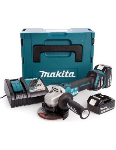 SMERIGLIATRICE ANGOLARE BATTERIA DGA513RTJ MAKITA MM 125 VOLT 18X2 AH 5,0 + VALIGIA