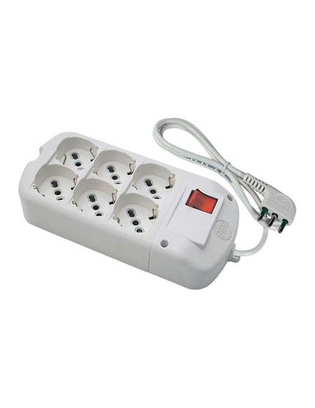 MULTIPRESA BIPASSO SCHUKO + INT.LUM FME BIANCO POSTI 6 2P+T 16A N...XMMQ 3X1,0 MT 1,5