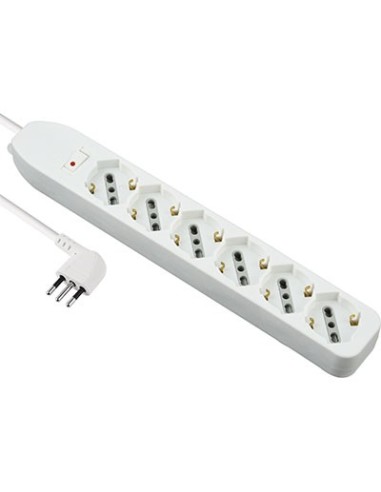 MULTIPRESA BIPASSO SCHUKO + TERMICO ELECTRALINE BIANCO POSTI 6 2P+T 10A N...XMMQ 3X0,75 MT 1,5