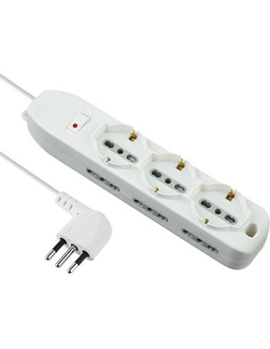 MULTIPRESA BIPASSO + SCHUKO + TERMICO ELECTRALINE BIANCO POSTI 9 2P+T 10A N...XMMQ 3X0,75 MT 2