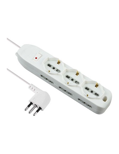 MULTIPRESA BIPASSO + SCHUKO + TERMICO ELECTRALINE BIANCO POSTI 9 2P+T 10A N...XMMQ 3X0,75 MT 2