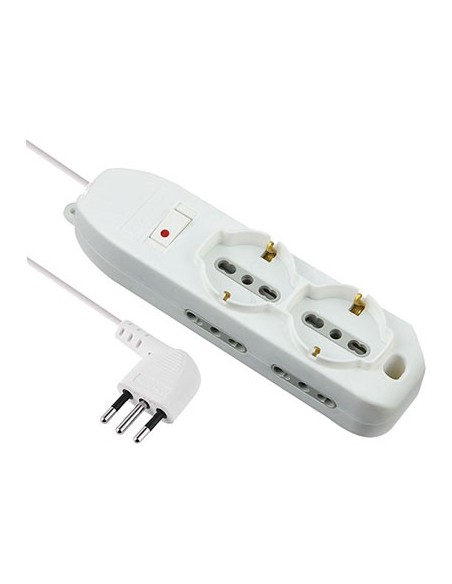 MULTIPRESA BIPASSO + SCHUKO + TERMICO ELECTRALINE BIANCO POSTI 6 2P+T 10A N...XMMQ 3X0,75 MT 2