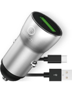 CARICABATTERIA SMARTPHONE AUTO + CAVO LOSTECH TYPE-C CORPO METALLO VOLT 12 A 2,0