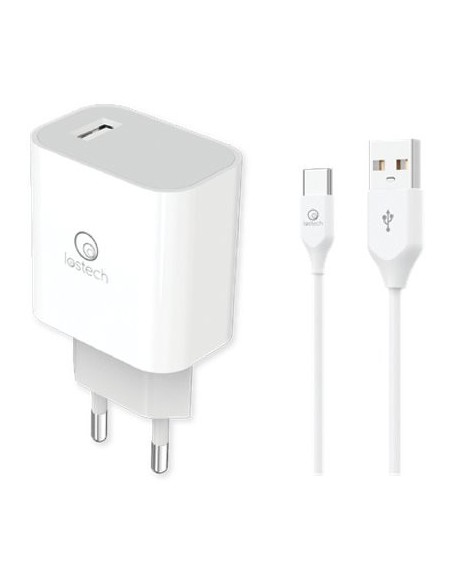 CARICABATTERIA SMARTPHONE RAPIDO KIT LOSTECH TYPE-C  BIANCO VOLT 220 + CAVO CM 100