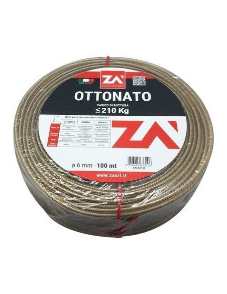 CAVETTO ACCIAIO OTTONATO TRASPARENTE MM 5,0 MT 100