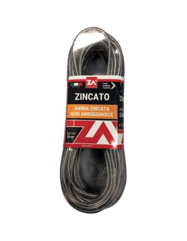 CAVETTO ACCIAIO ZINCATO TRASPARENTE MM 5,0 MT 20